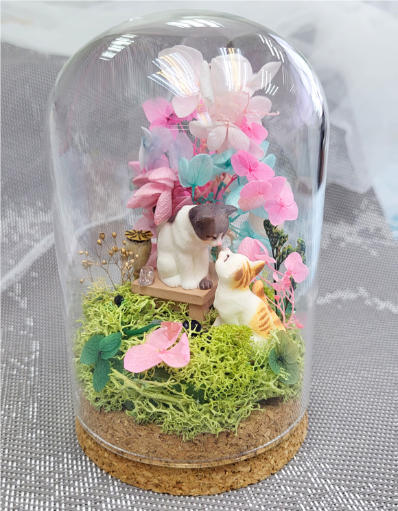 貓貓永生花玻璃盅